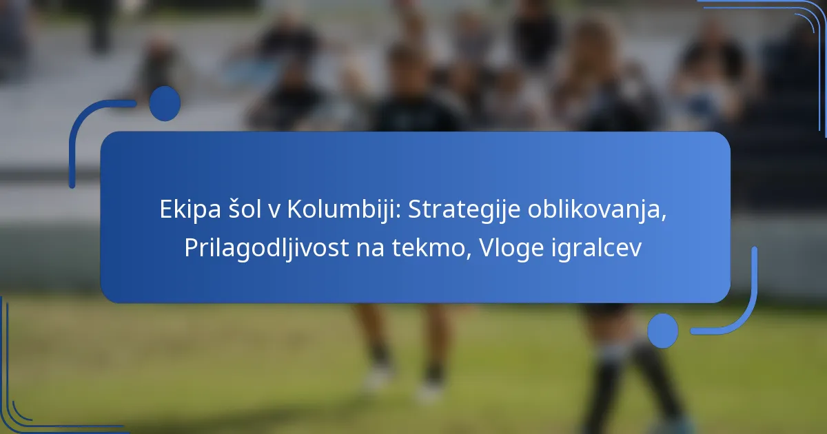 Ekipa šol v Kolumbiji: Strategije oblikovanja, Prilagodljivost na tekmo, Vloge igralcev
