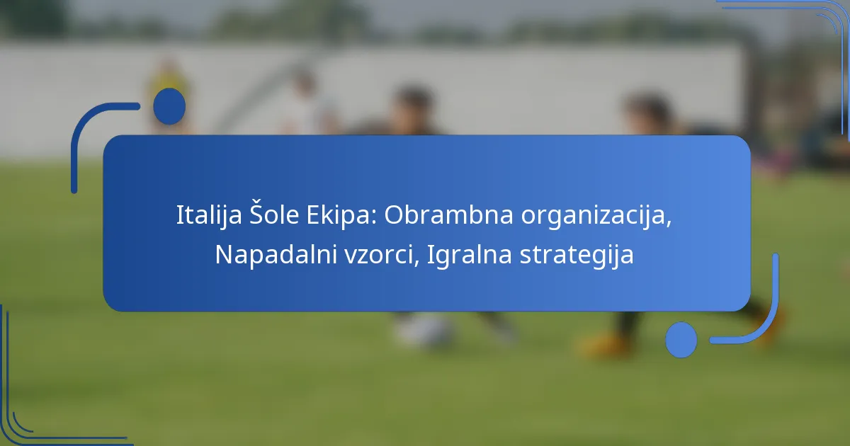 Italija Šole Ekipa: Obrambna organizacija, Napadalni vzorci, Igralna strategija