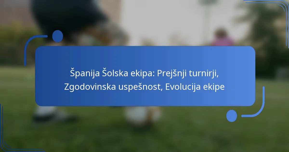 Španija Šolska ekipa: Prejšnji turnirji, Zgodovinska uspešnost, Evolucija ekipe