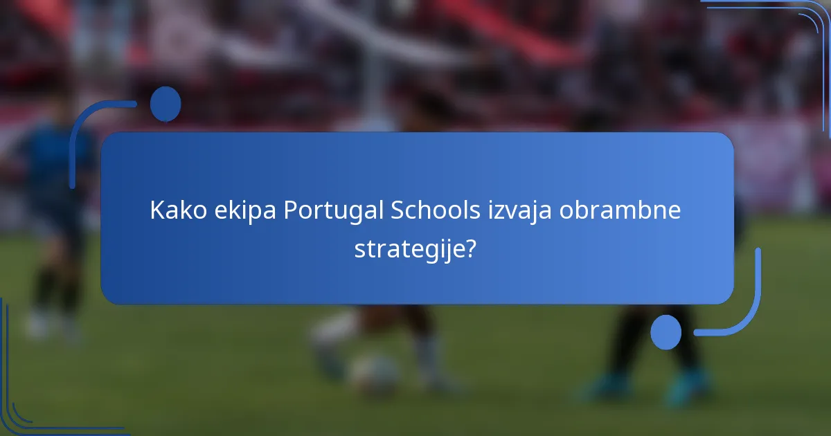 Kako ekipa Portugal Schools izvaja obrambne strategije?
