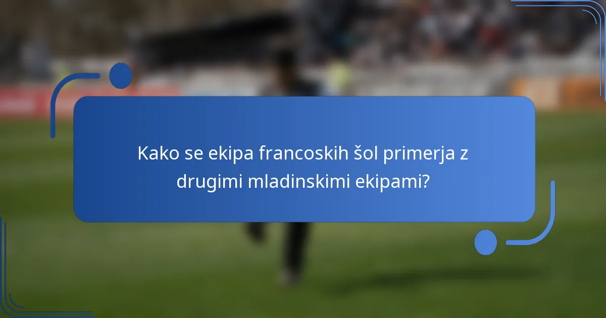 Kako se ekipa francoskih šol primerja z drugimi mladinskimi ekipami?