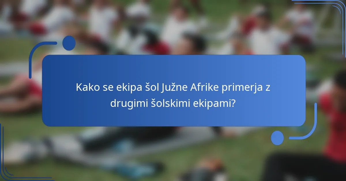 Kako se ekipa šol Južne Afrike primerja z drugimi šolskimi ekipami?