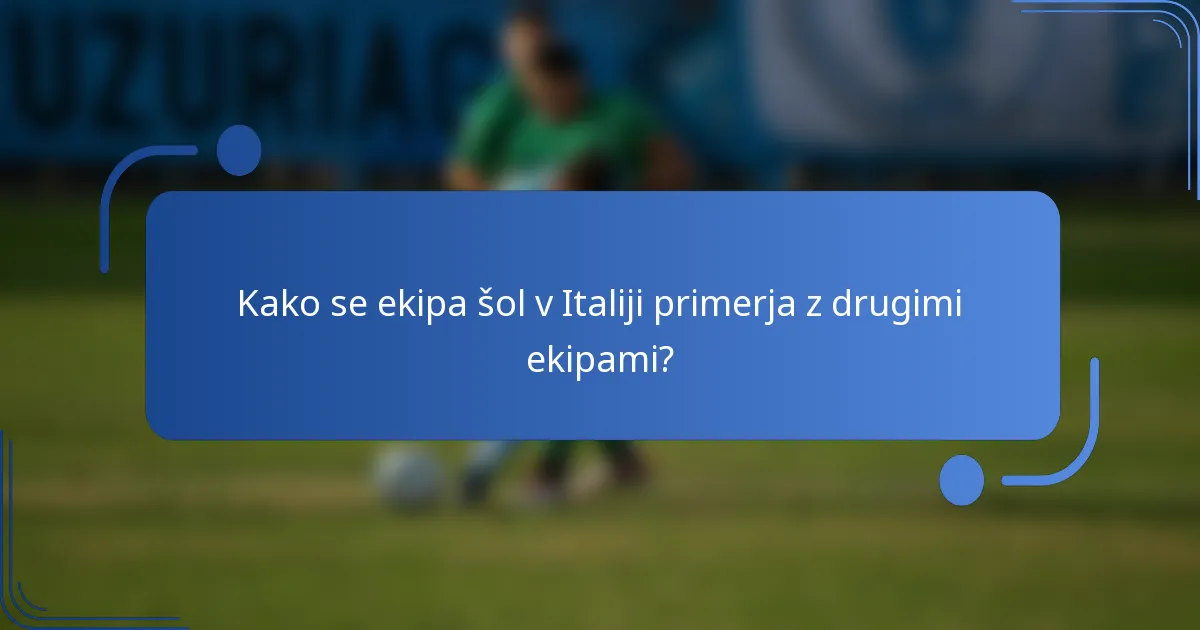 Kako se ekipa šol v Italiji primerja z drugimi ekipami?