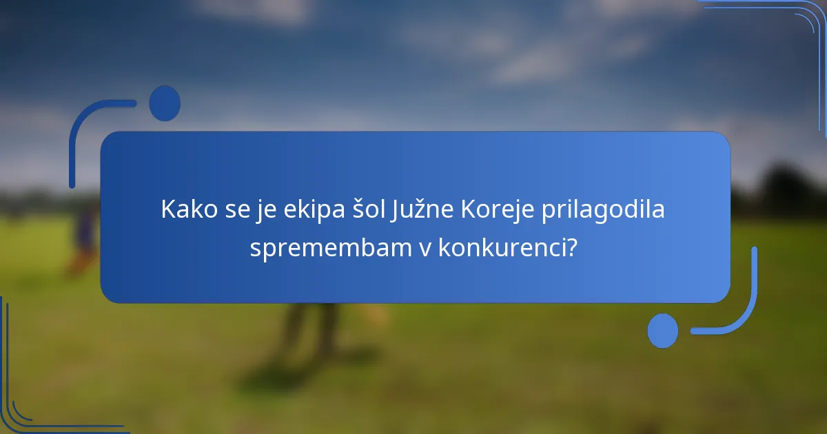 Kako se je ekipa šol Južne Koreje prilagodila spremembam v konkurenci?