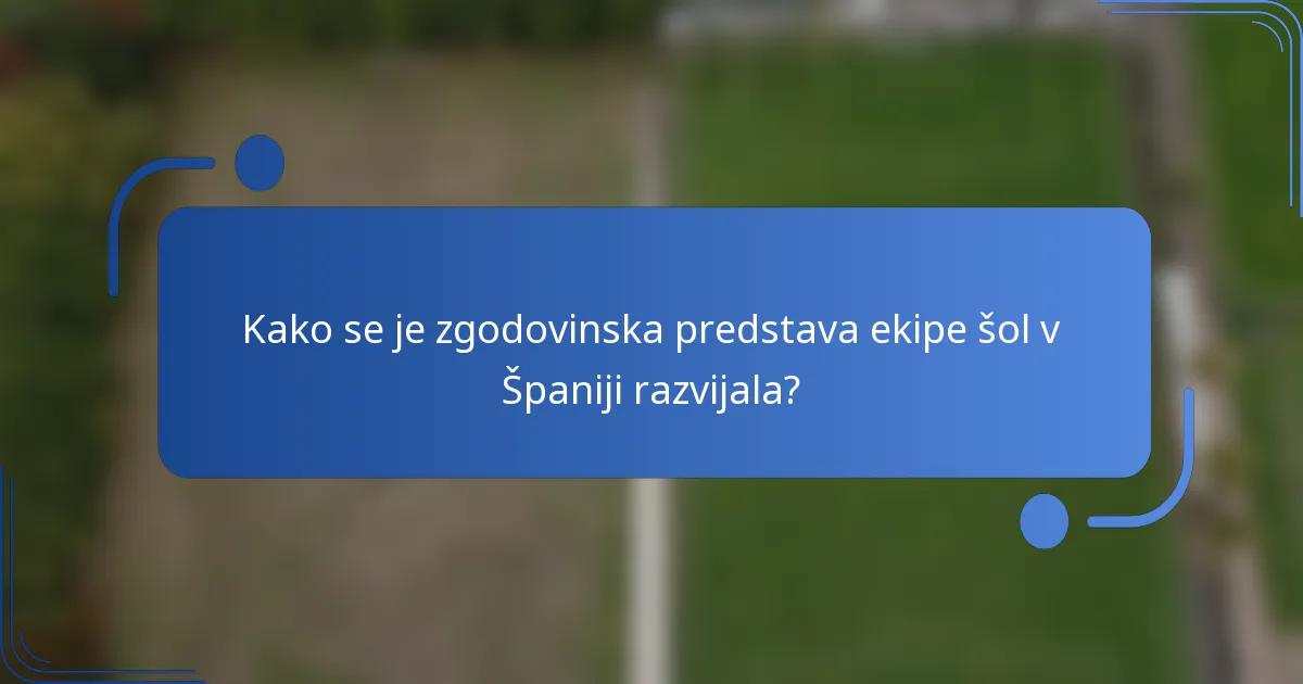 Kako se je zgodovinska predstava ekipe šol v Španiji razvijala?