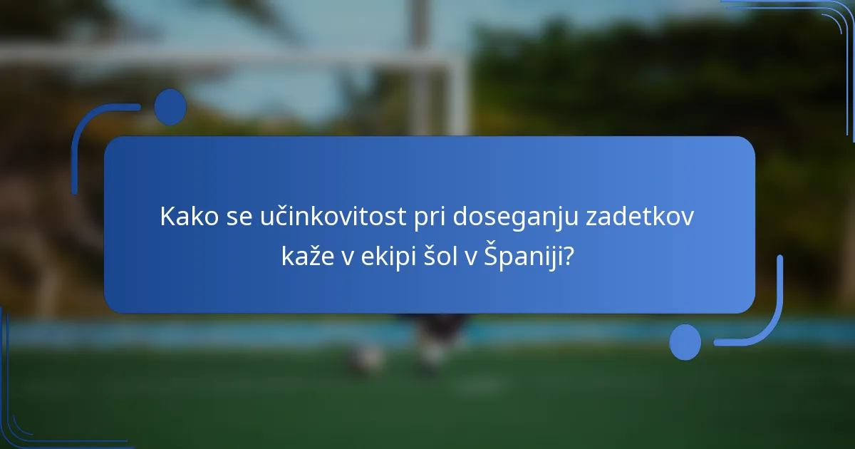 Kako se učinkovitost pri doseganju zadetkov kaže v ekipi šol v Španiji?