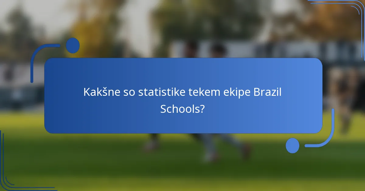 Kakšne so statistike tekem ekipe Brazil Schools?