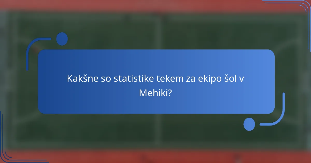 Kakšne so statistike tekem za ekipo šol v Mehiki?