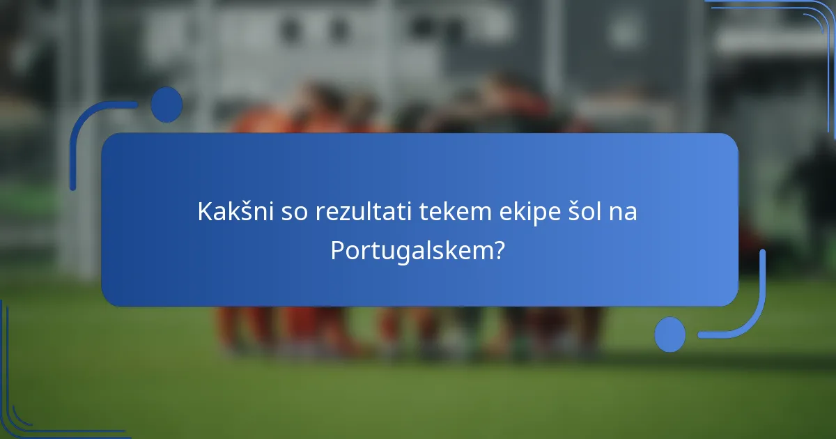 Kakšni so rezultati tekem ekipe šol na Portugalskem?