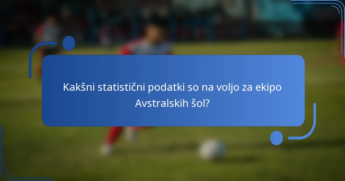Kakšni statistični podatki so na voljo za ekipo Avstralskih šol?