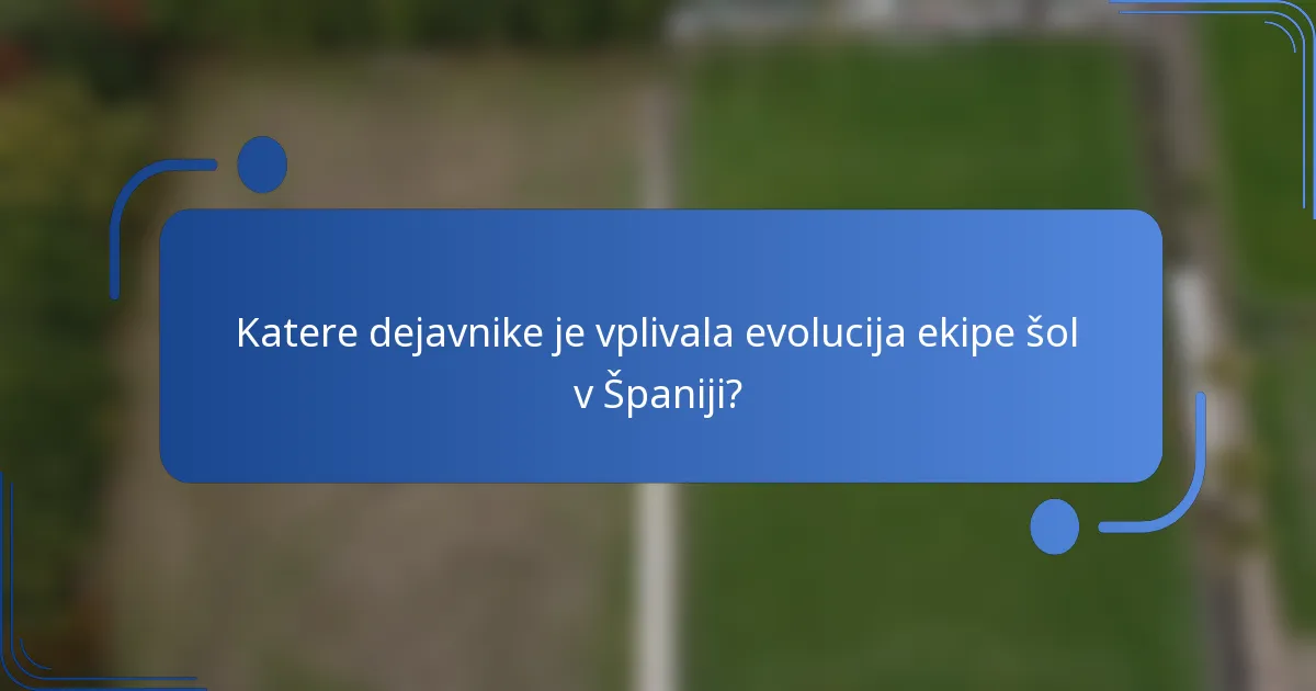 Katere dejavnike je vplivala evolucija ekipe šol v Španiji?