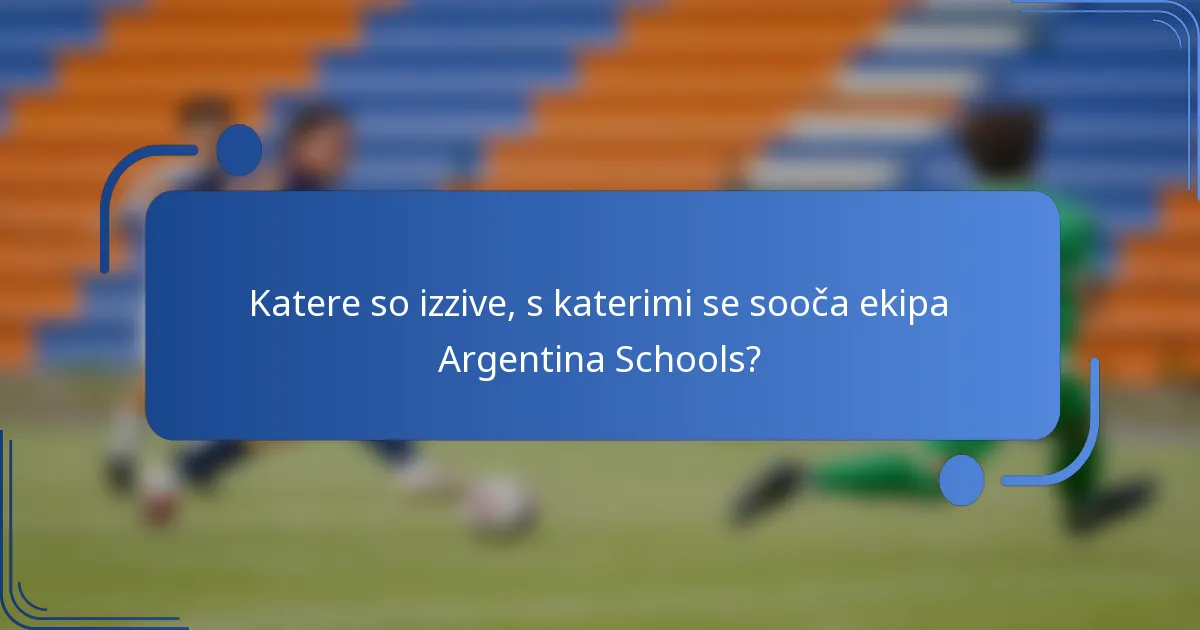 Katere so izzive, s katerimi se sooča ekipa Argentina Schools?