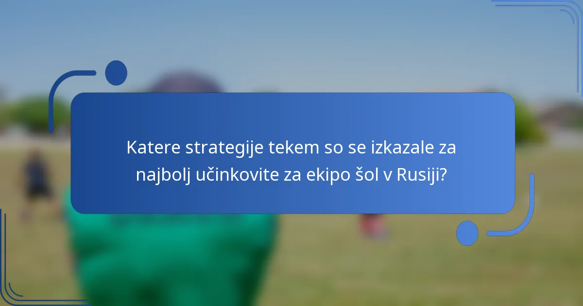 Katere strategije tekem so se izkazale za najbolj učinkovite za ekipo šol v Rusiji?