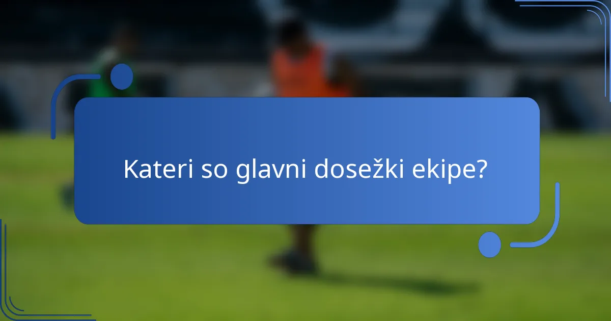Kateri so glavni dosežki ekipe?