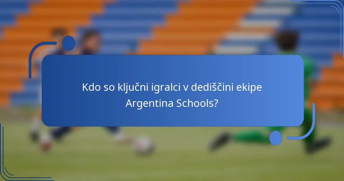 Kdo so ključni igralci v dediščini ekipe Argentina Schools?